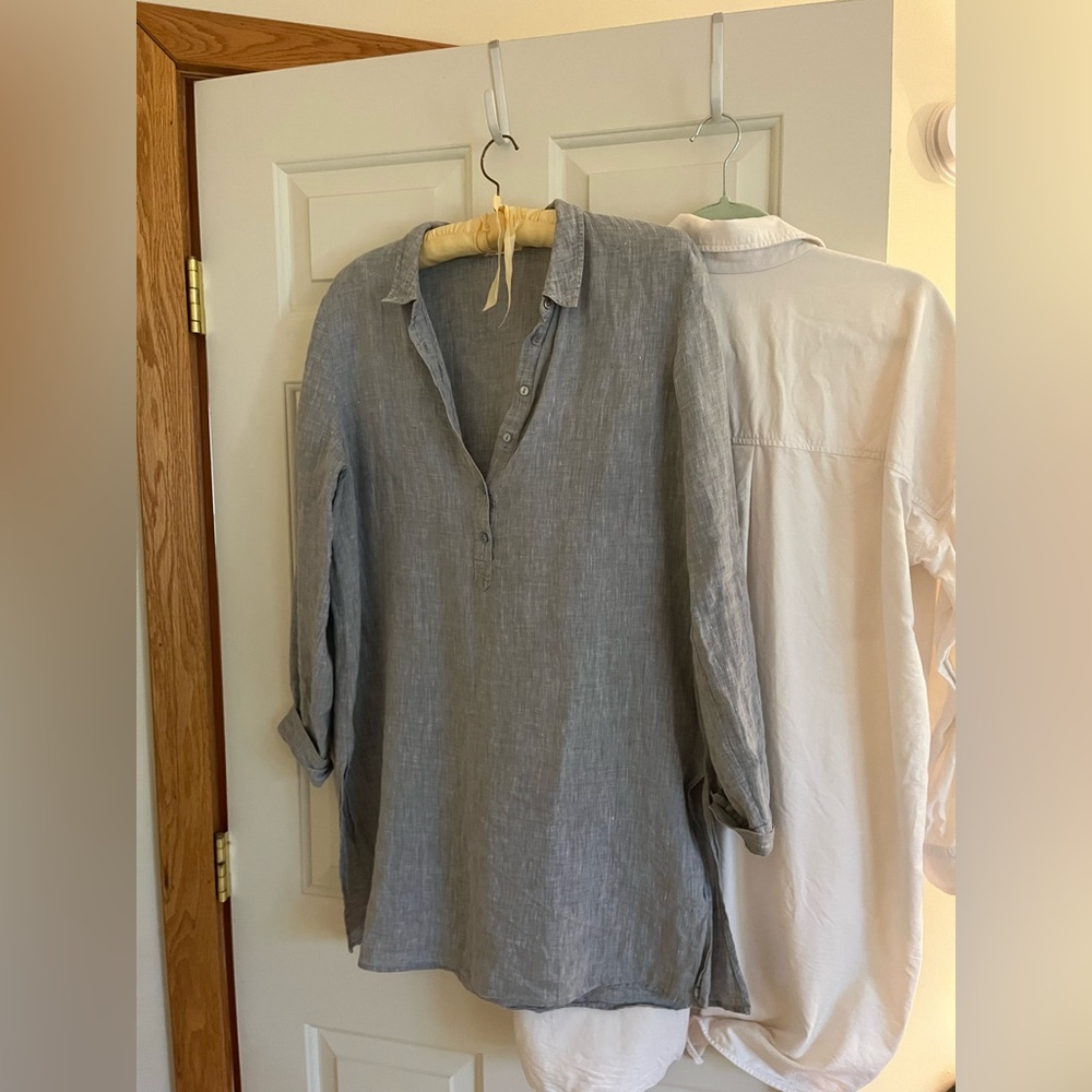 Eileen Fisher chambray linen tunic size M